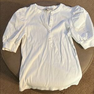 LOFT White Button-Up Blouse